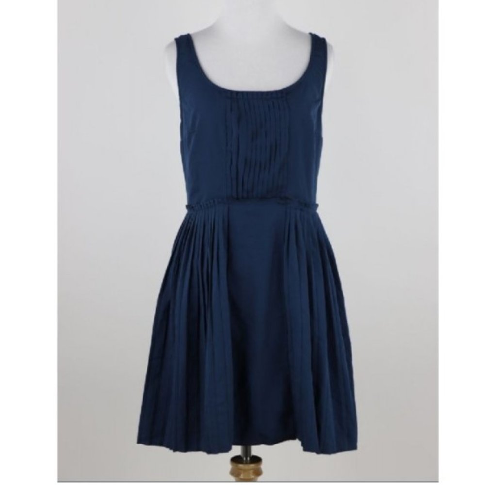 LC Lauren Conrad Navy Scoop Neck Pleated Dress